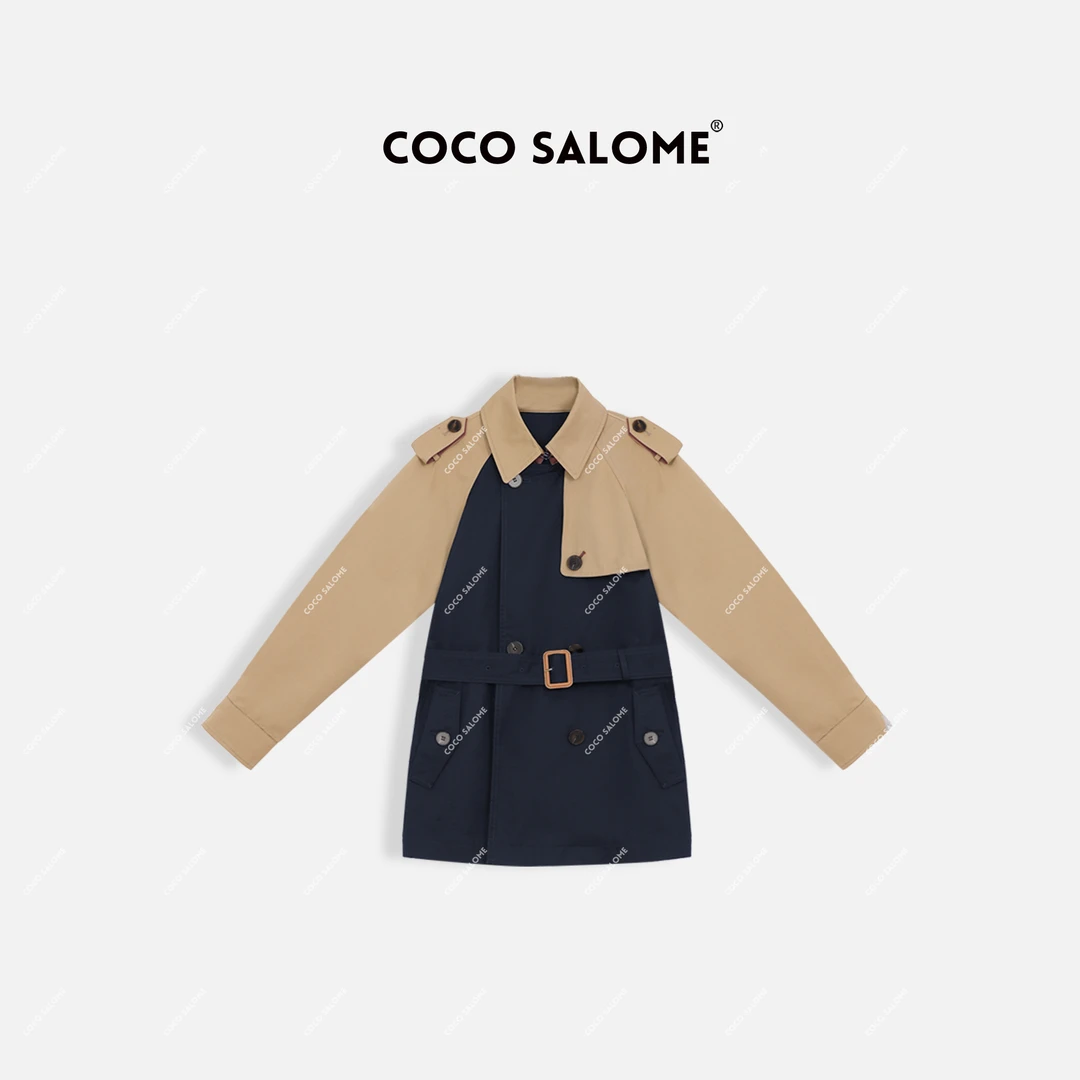 韩彬彬C女总裁风衣"薄款松绒风拼接西装领外套3305-(10)