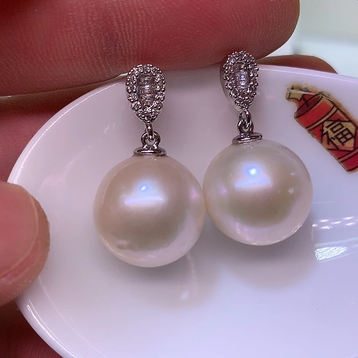 银S925镶嵌耳饰淡水珍珠