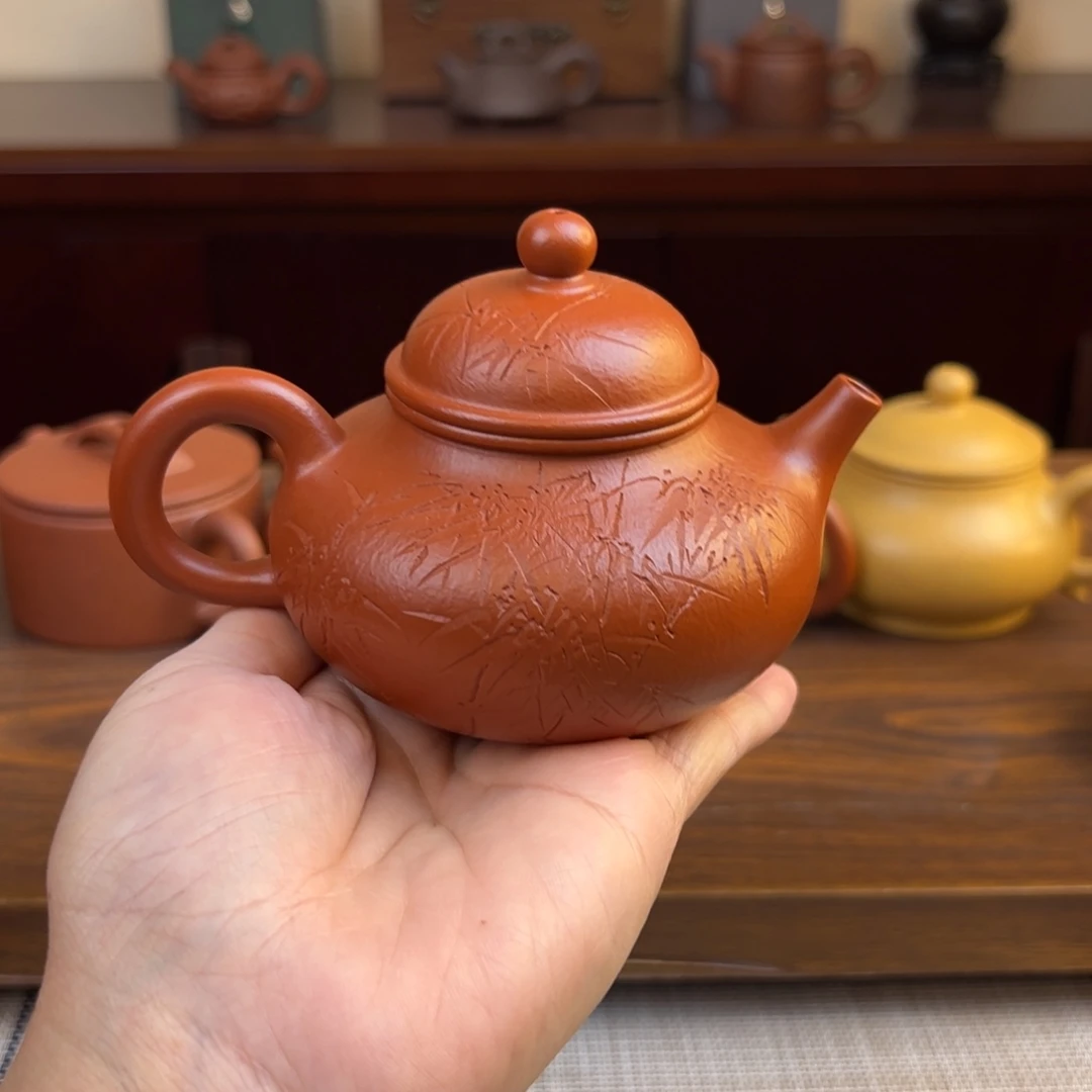 紫砂茶壶朱泥容天全手200cc