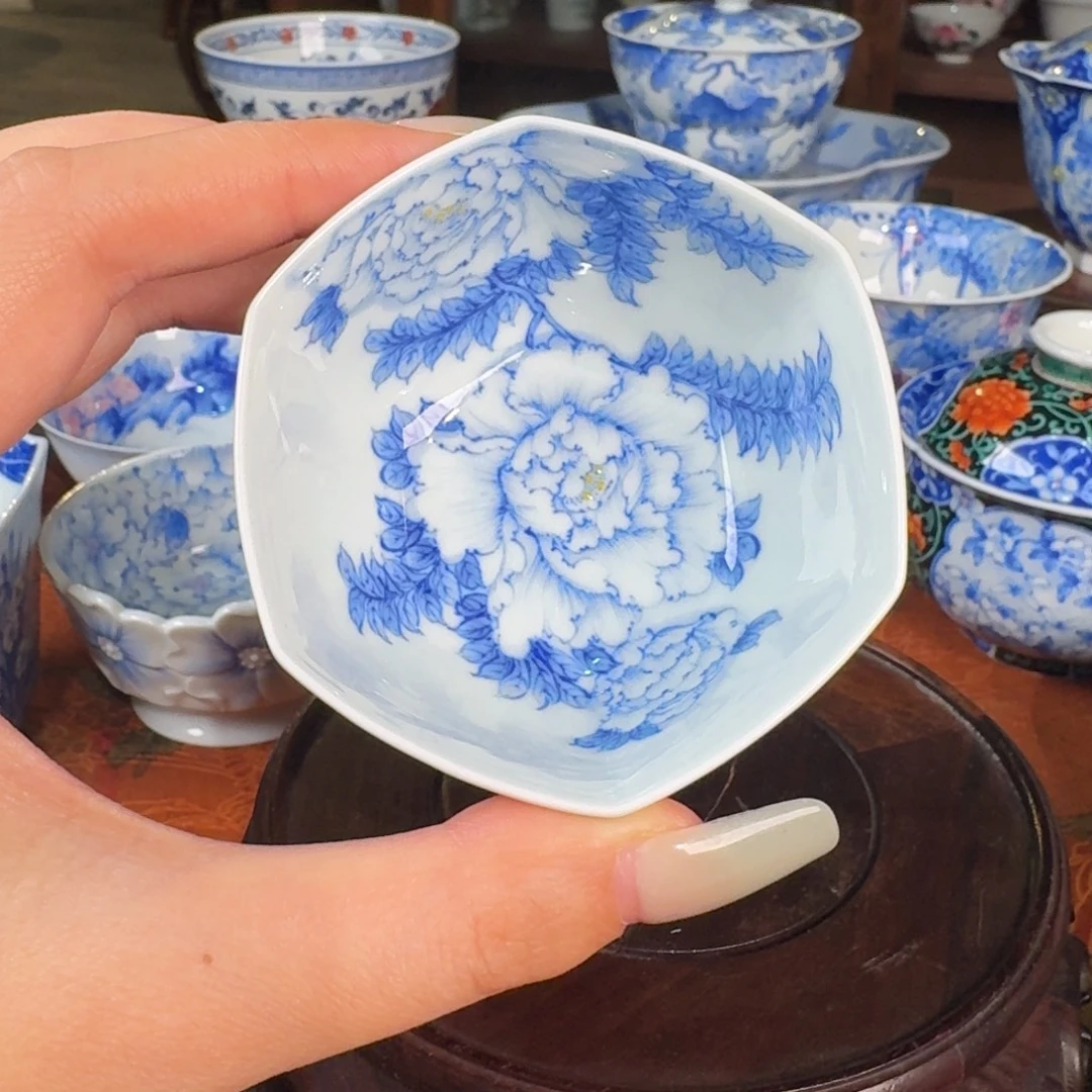 青樵轩牡丹六方杯