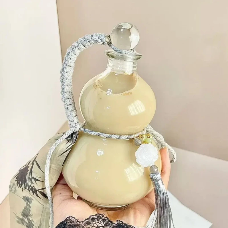 高档葫芦瓶密封泡酒玻璃酒瓶一斤装家用空瓶带手提流苏冷萃泡茶瓶