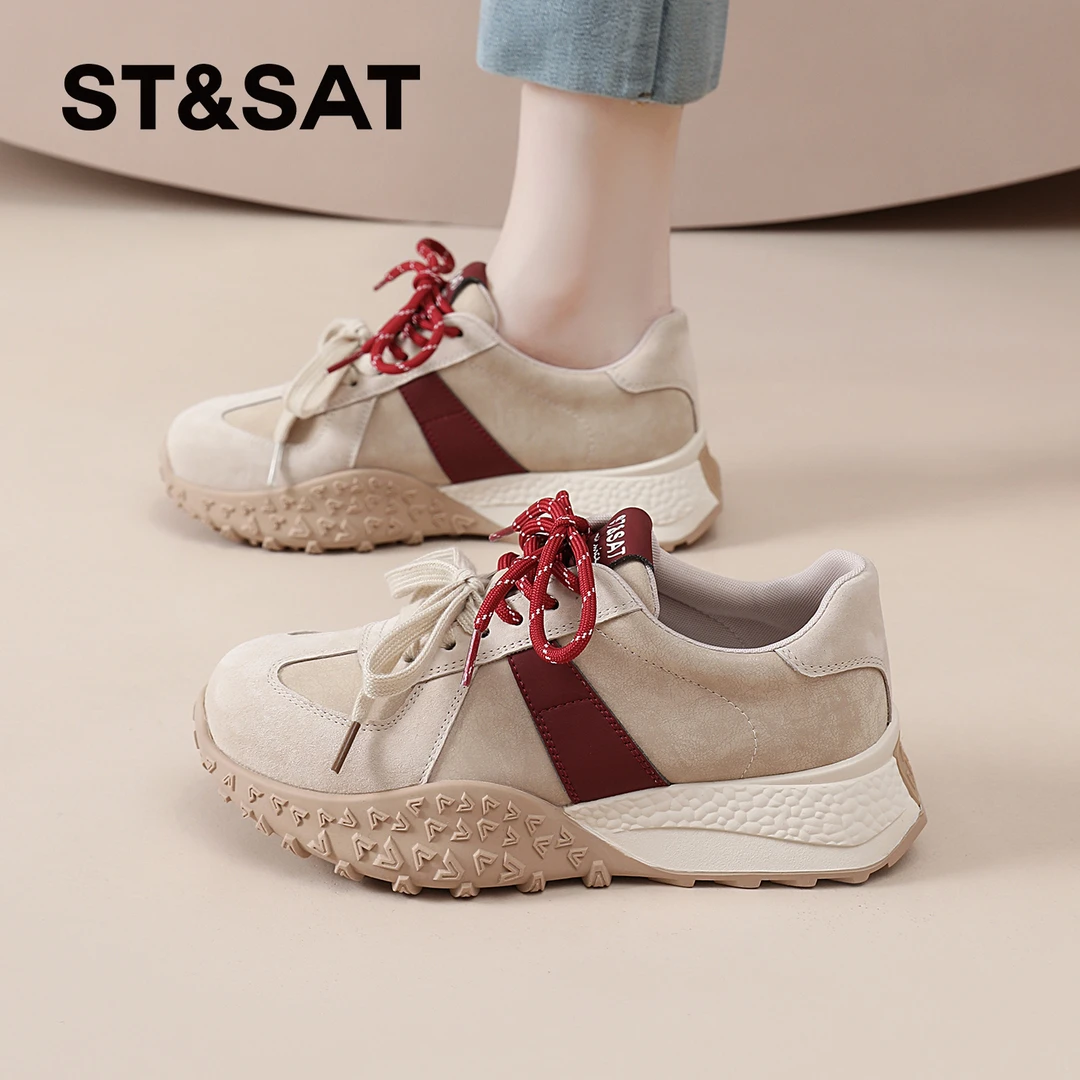 星期六深口德训鞋女士2025新款秋季时尚运动鞋女爆款低帮轻奢女鞋