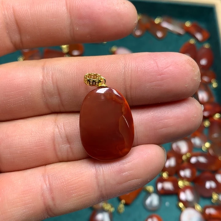 南红玛瑙吊坠(不含链)银S925镶嵌随**愿