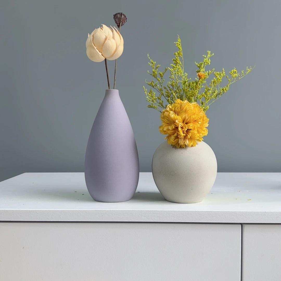 摆件陶瓷小花瓶摆件含花总高约20-30cm