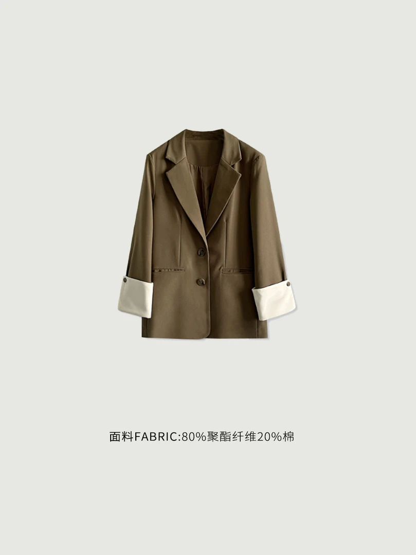 【不退不换】 撞色袖口复古设计感西装外套休闲西服女
