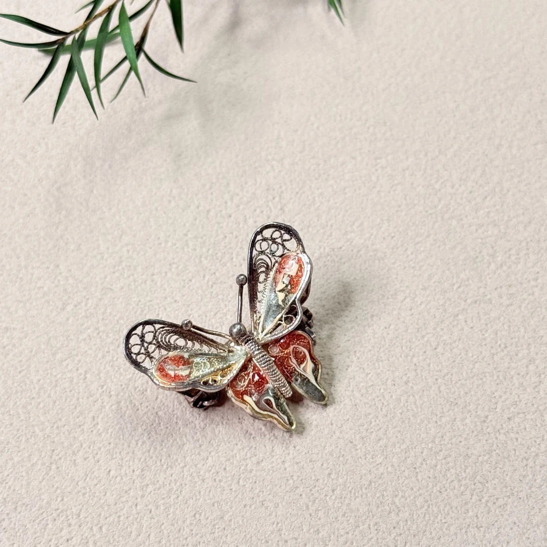 925银胸针 【六六中古】孤品复古蝴蝶胸针ty1753