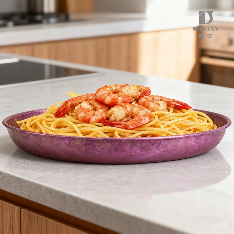 Doojan/度坚纯钛餐盘21CM冰花炫彩户外露营便携家用果盘菜碟圆形