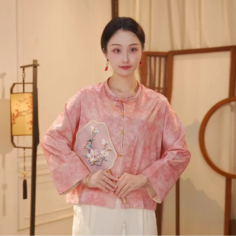 丝年.执柔｜新中式国风时尚百搭重磅暗纹提花双面穿上衣外套-5239