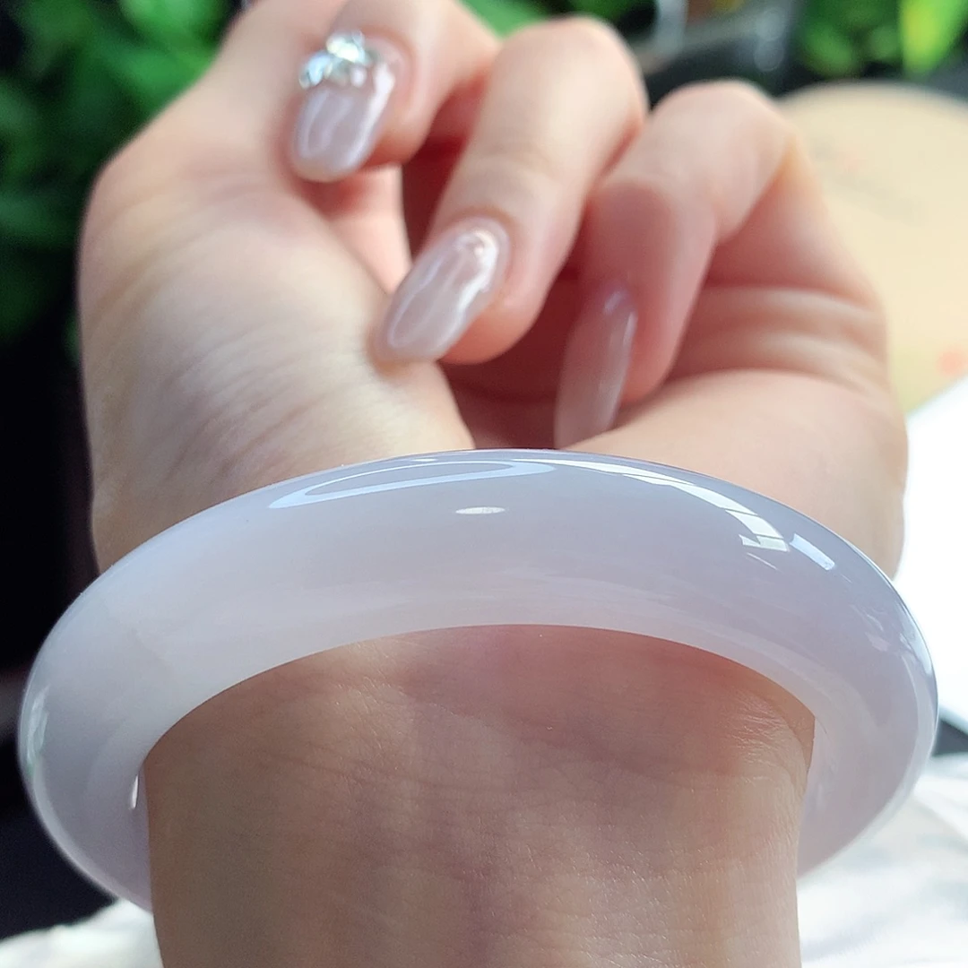 未镶嵌手镯翡翠天然A货翡翠54-55千年冰万年胶白白嫩16号