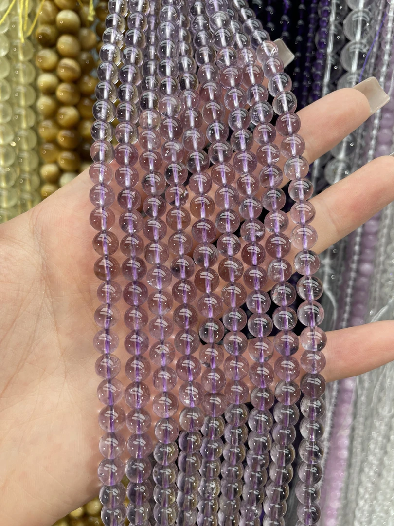 6mm单圈巴西透体紫水晶   珠宝半成品散珠DIY批发