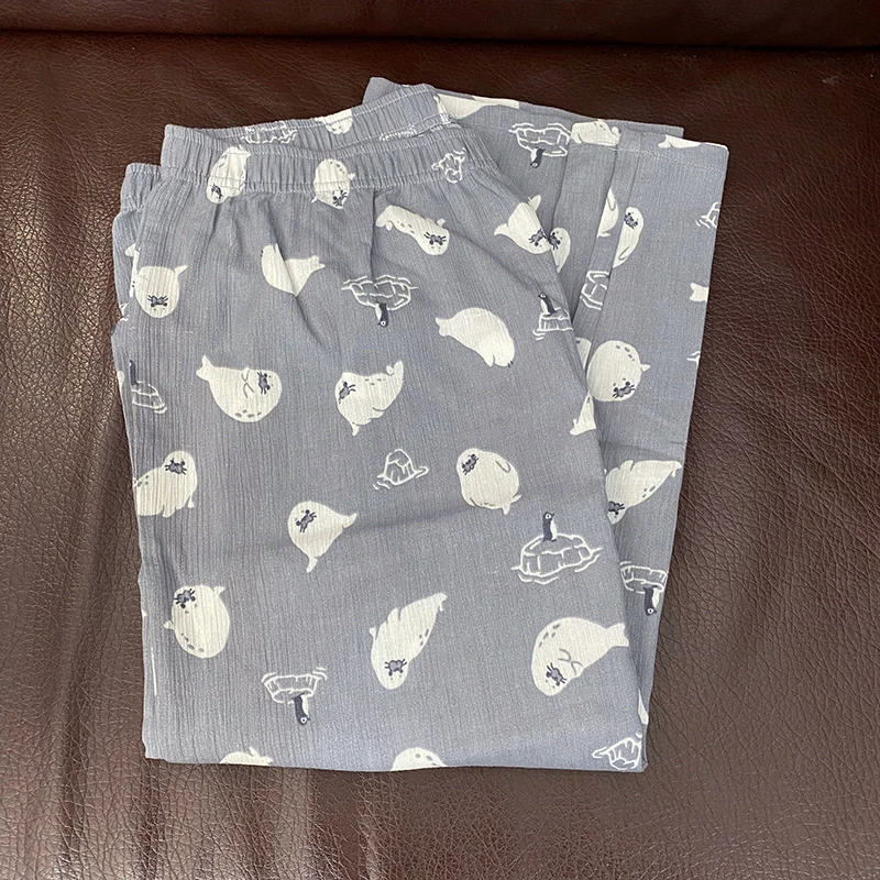 【舒适】日单夏季休闲居家裤可爱卡通女款睡裤软糯舒适睡裤女八分裤