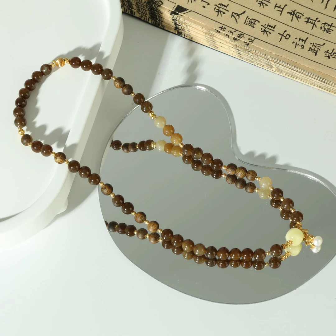 沉香【秋桑】奇楠沉香5mm糖玉双圈手串
