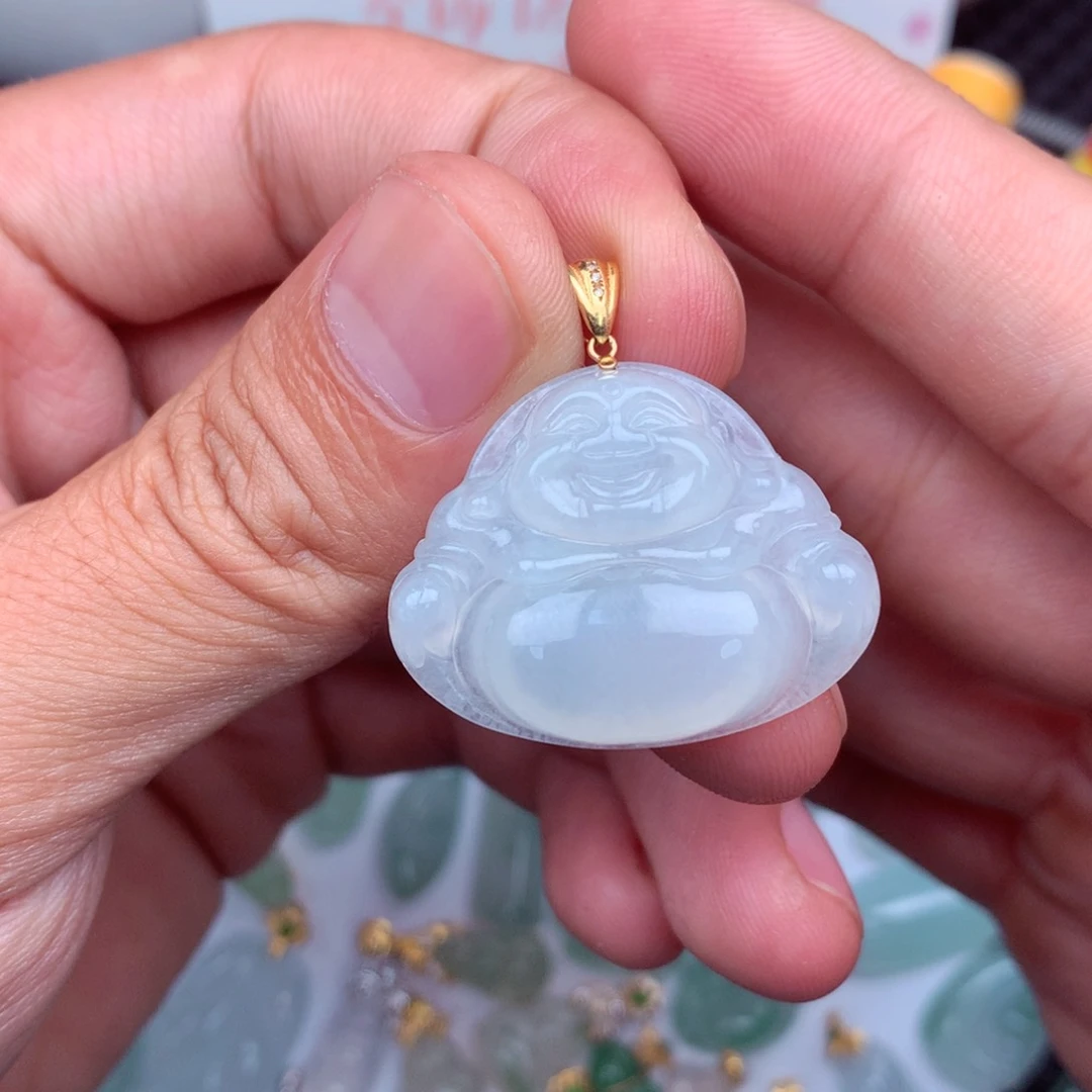 翡翠18K金镶嵌吊坠(不含链)