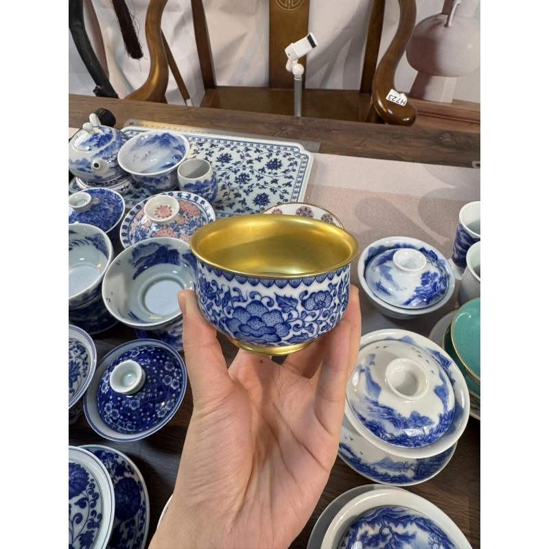 青花缠枝莲24k金主人杯