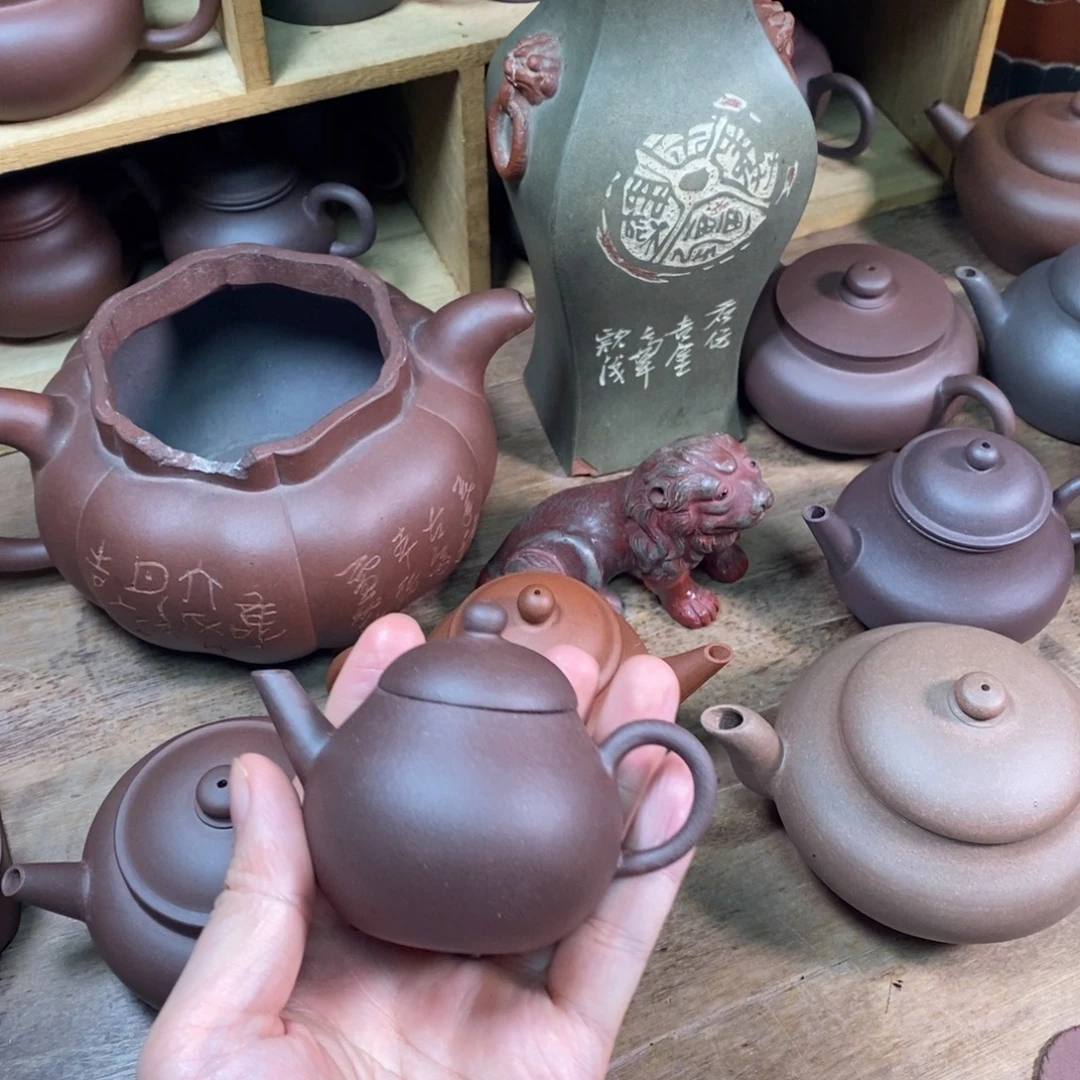 紫砂茶壶底槽青梨型