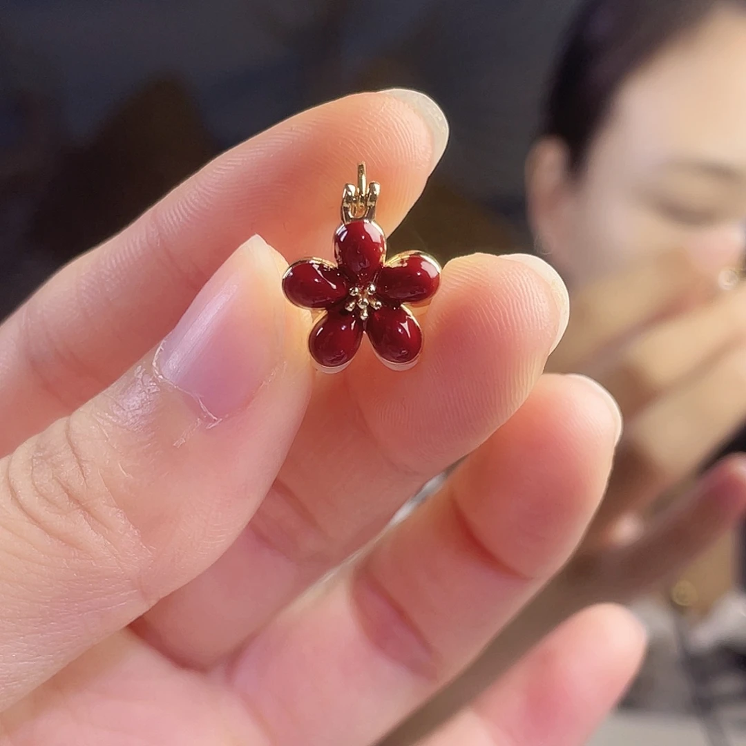 琉璃纯铜925银花朵耳扣