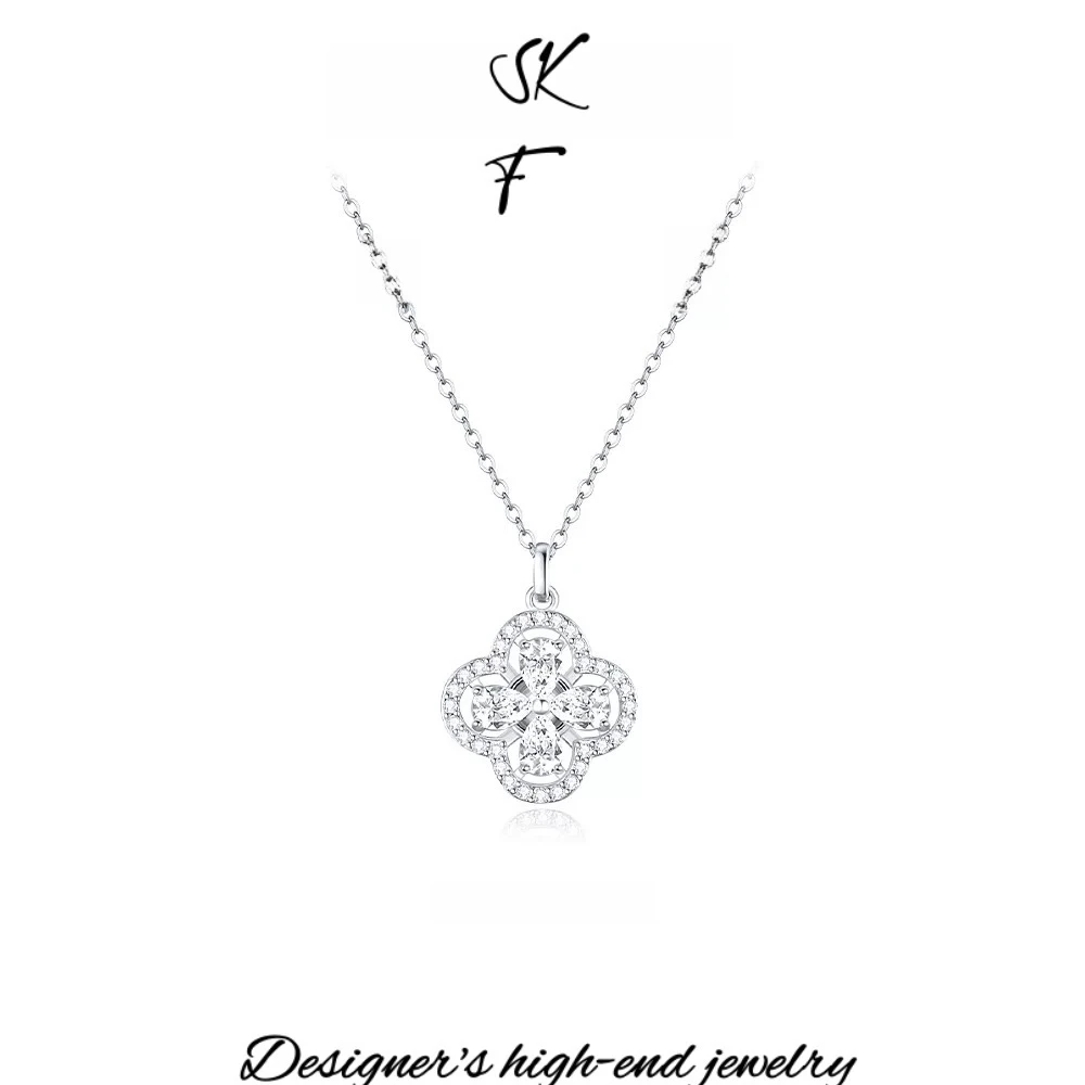 钛钢项链 可旋转时尚四叶草项链轻奢新款设计高级感锁骨链F2026