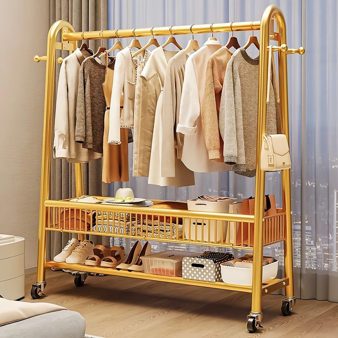 巨粗32管衣架落地立式衣帽架卧室挂衣置物架可家用阳台晾衣架神器