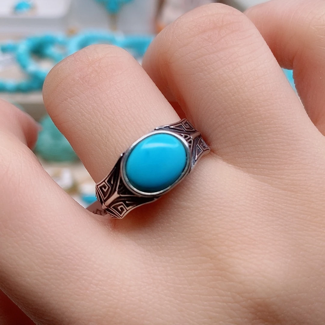 绿松石戒指银S925镶嵌