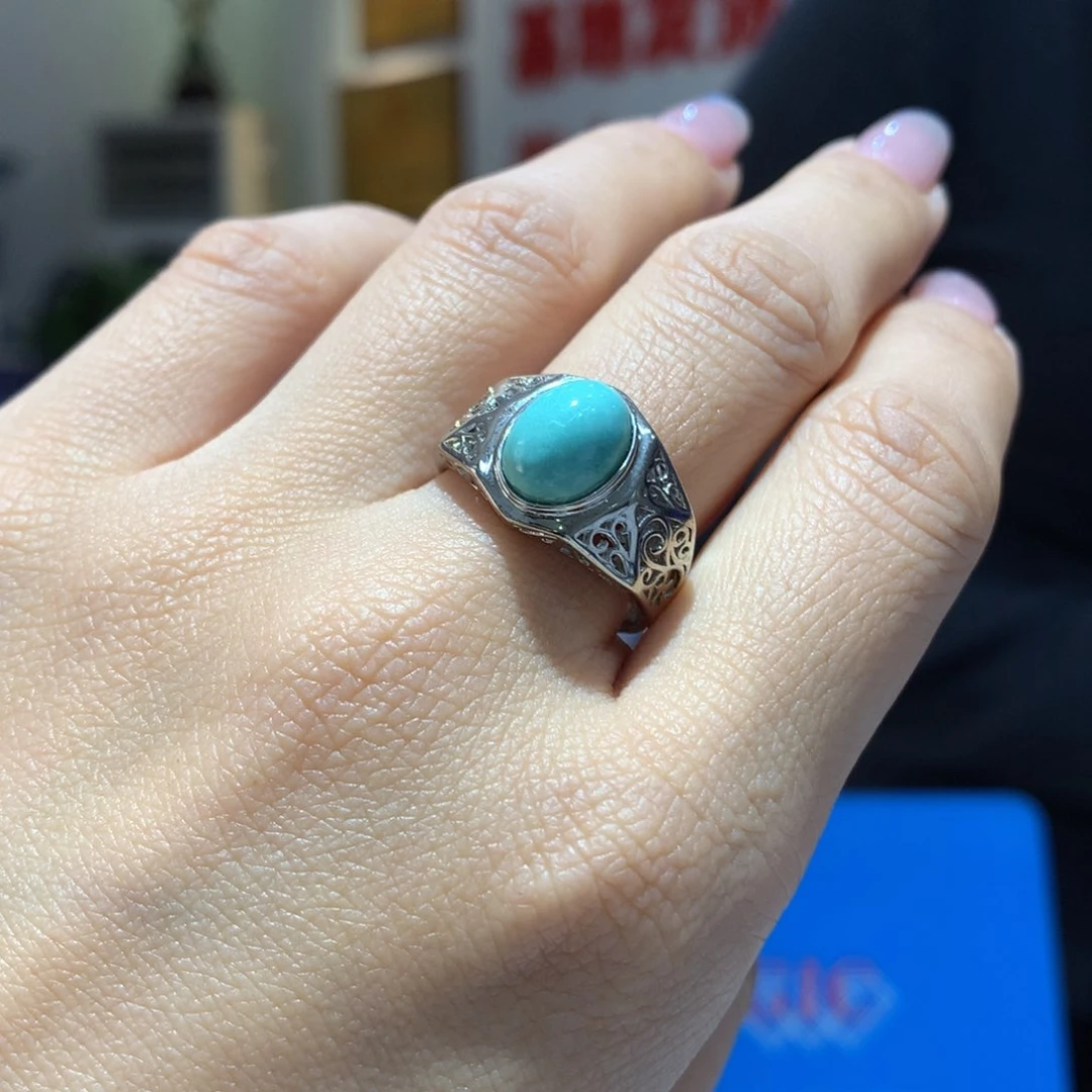 银S925镶嵌绿松石戒指