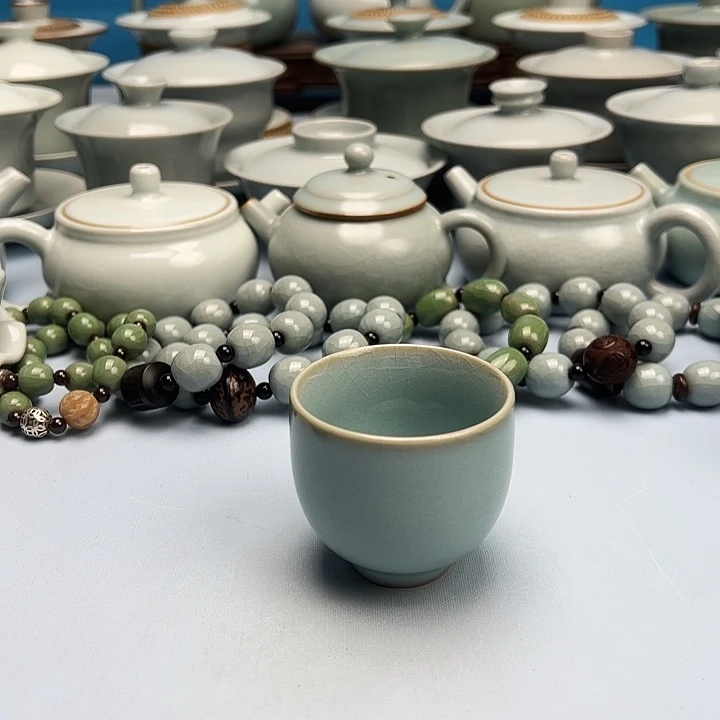 杯微暇天青微蓝罗汗杯原矿原釉原产地