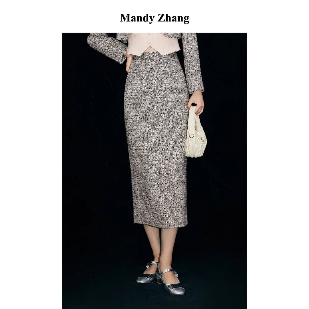 【CC王专属】MandyZhang半身裙女秋季绵羊毛裙子MBQ1028