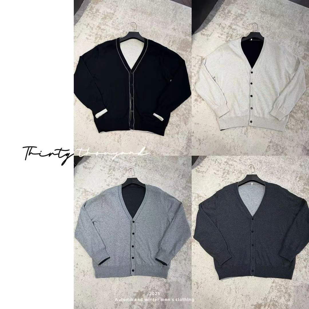 SWSTUDIO老钱两面穿重磅V领针织百搭松弛开衫休闲毛衣秋冬