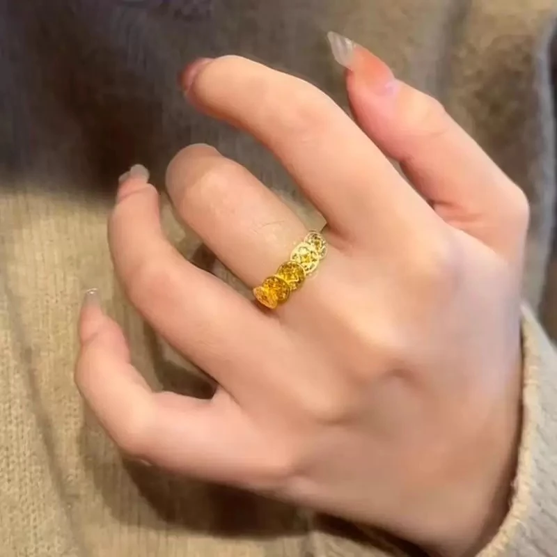 铜合金戒指 碎碎冰戒指女设计新中式轻奢高级感精致五帝钱指环