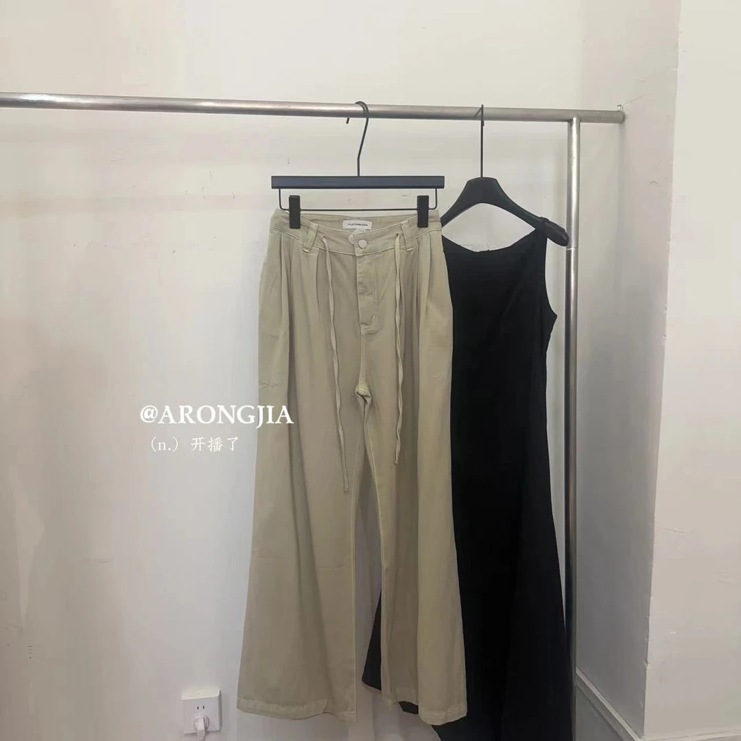 【ARONG阿荣家】抽绳阔腿裤66723-卡其-ML-XL