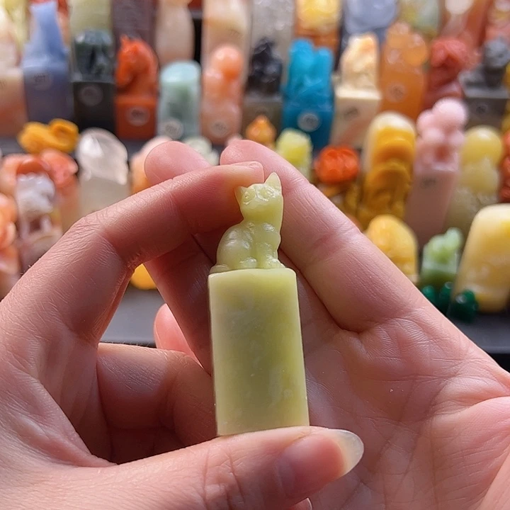 青田石印石手工定制1.9厘米，猫咪，包刻字