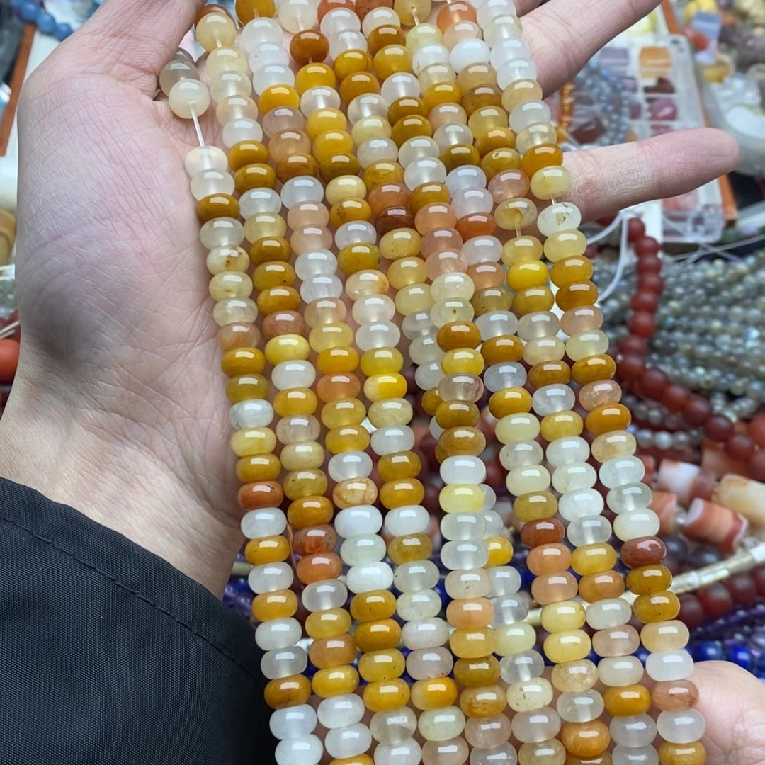 玛瑙/玉髓未镶嵌珠宝半成品一条天然5×8金丝玉隔片