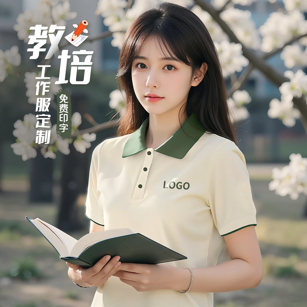 教培polo衫工作服定制幼儿园老师园服教育机构T恤夏季工装印logo
