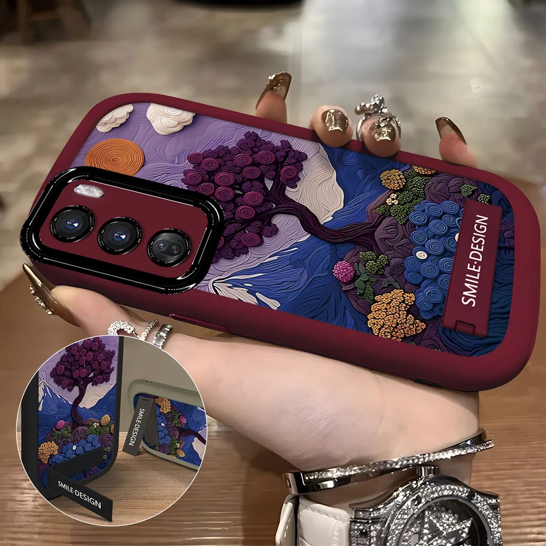 适用于【OPPO】Reno12新款创意时尚高级紫山水风景画防摔手机壳