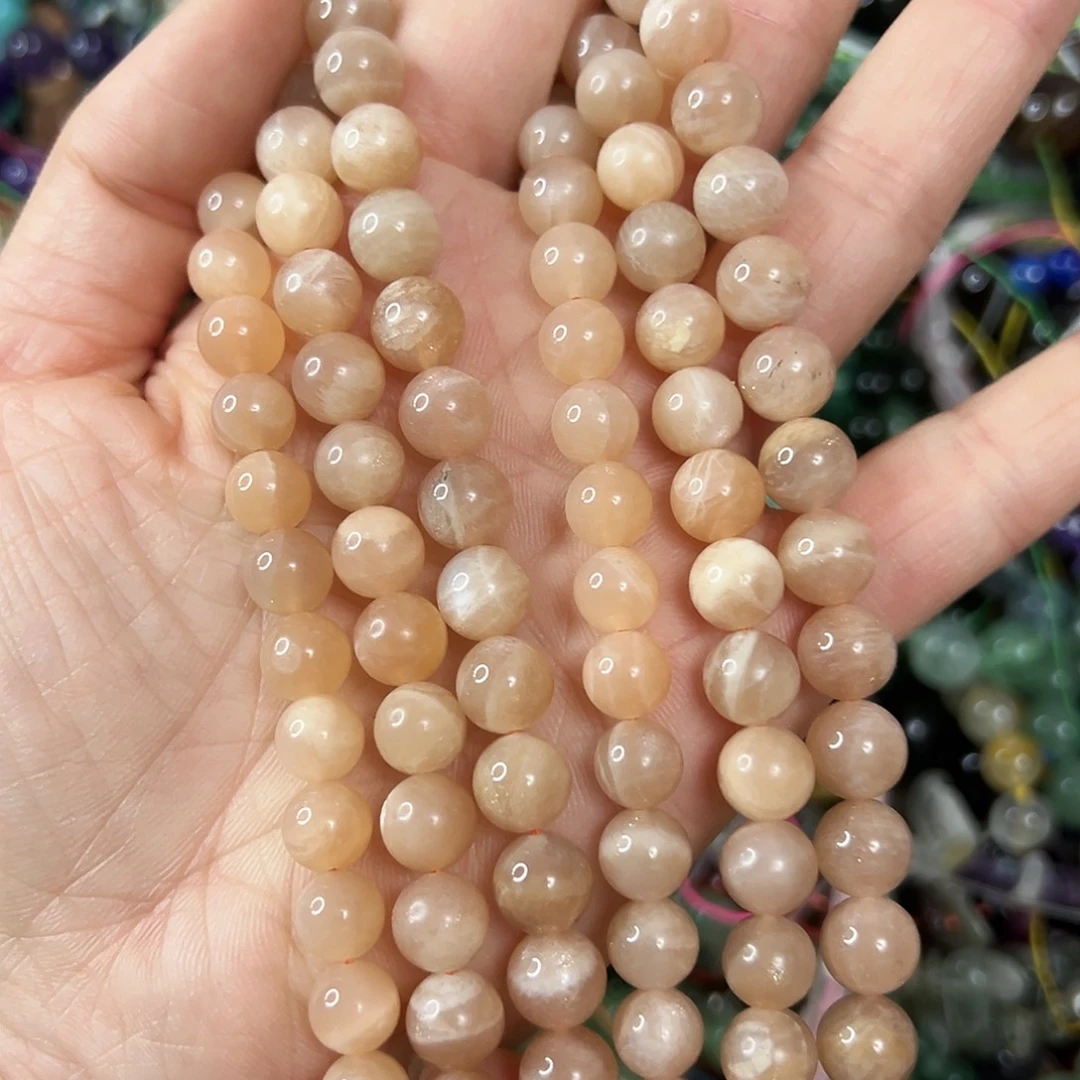 玛瑙/玉髓未镶嵌珠宝半成品，卡8太阳石一条