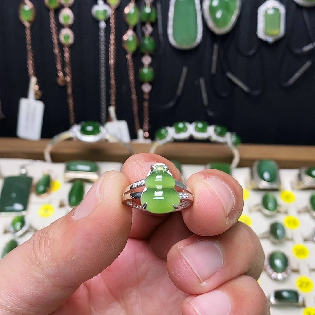 和田玉（碧玉）银S925镶嵌戒指