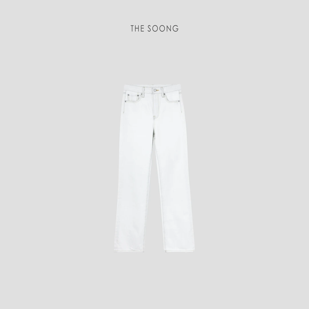 THESOONG|"原味本色"100%棉重工洗水立裁线性中腰牛仔裤HBNZ5500