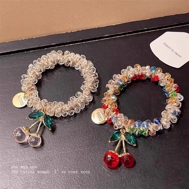 韩国水钻手工水晶手链两用发圈头绳闺蜜发绳樱桃皮筋扎马尾头饰女