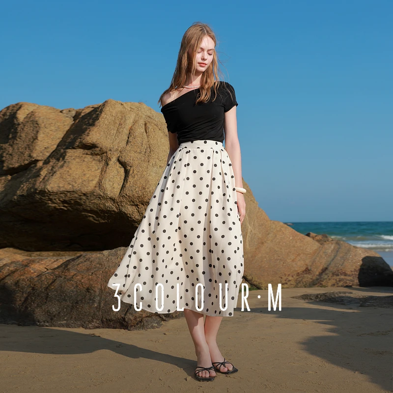 林一专属0667三彩2025夏季新款法式半身裙高腰松紧A字裙复古dbq