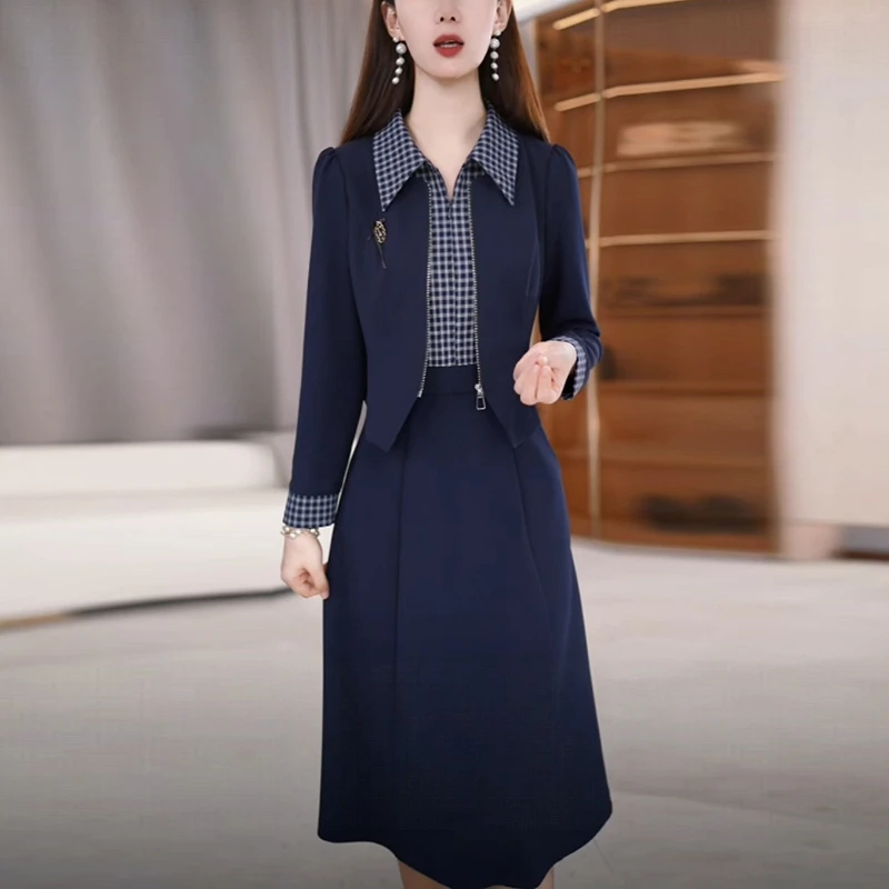 轻奢时尚洋气长袖连衣裙秋季2025新款收腰显瘦中长款气质优雅裙子