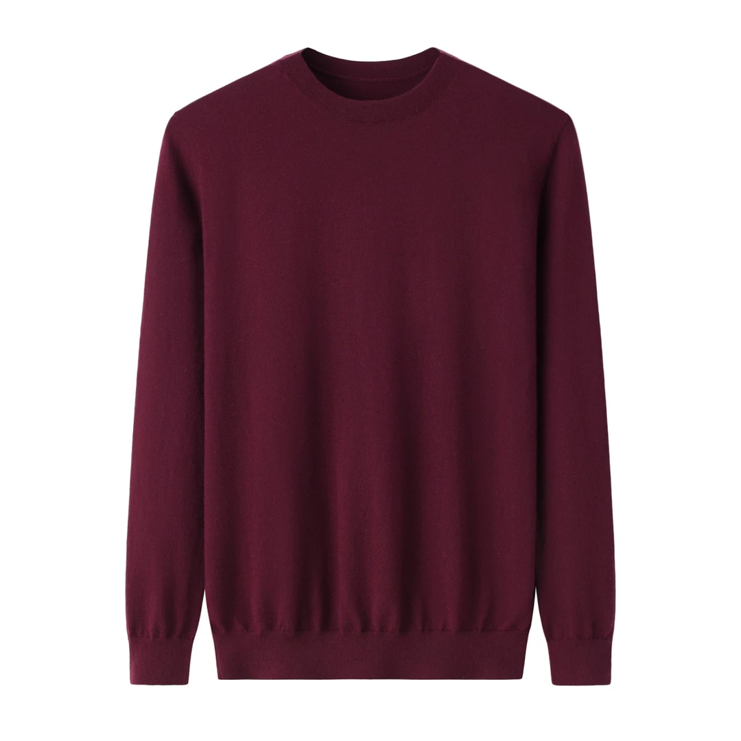 产地鄂尔多斯市精纺圆领男款100%山羊绒针织套头秋冬百搭山羊绒衫