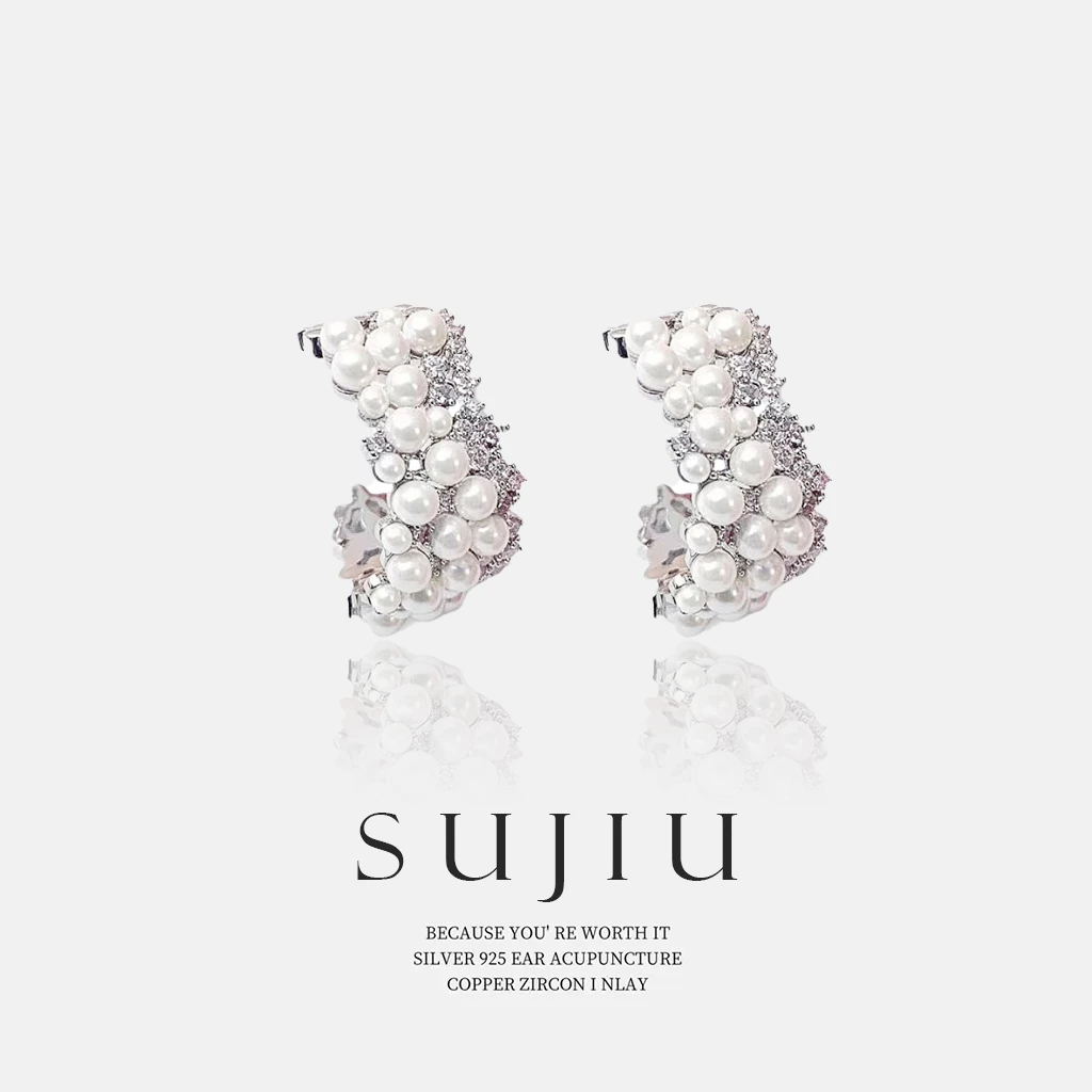 铜合金耳饰 SUJIU 925银针【追梦】百搭时尚手工耳钉耳环耳坠7431