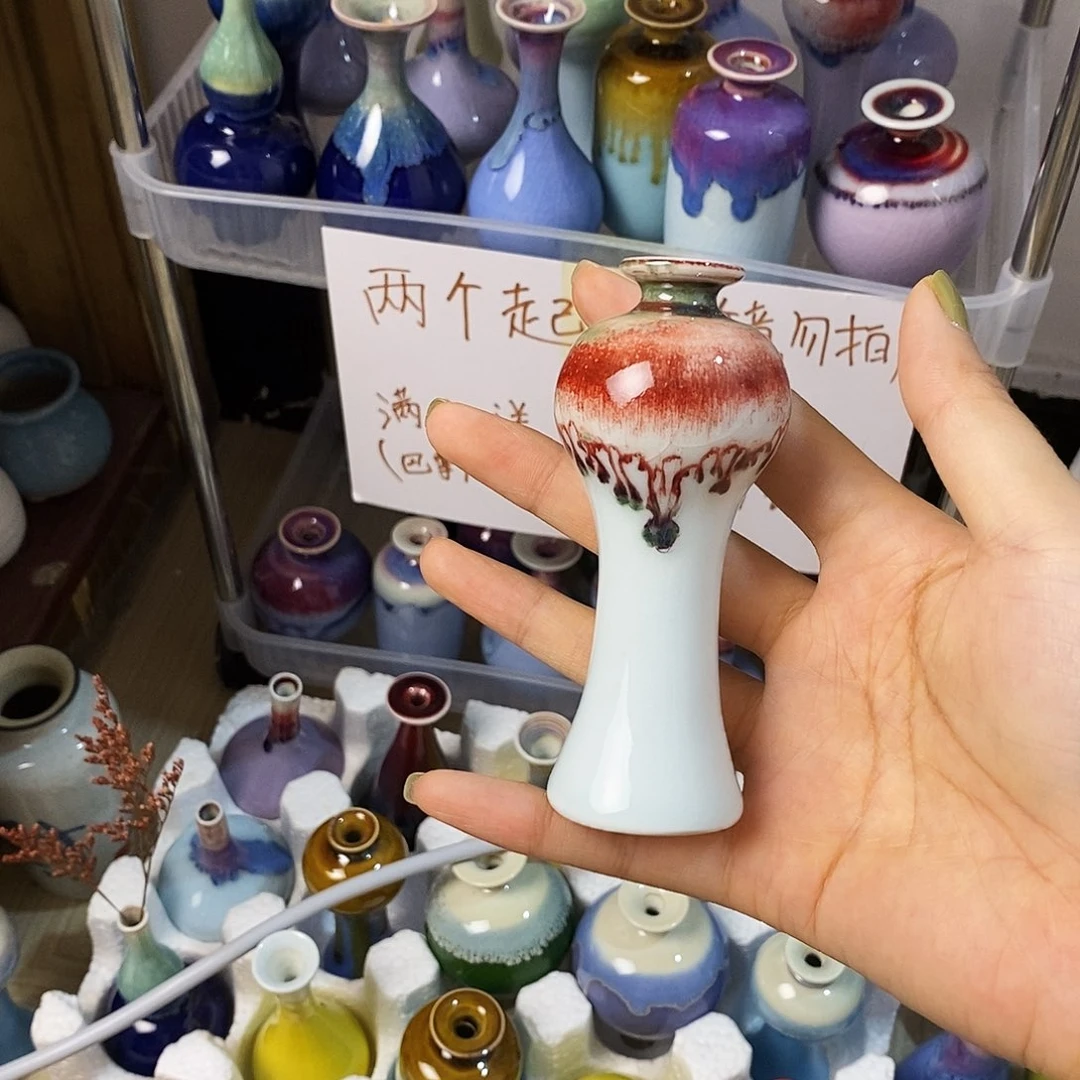 摆件巴掌大不插花景德镇高温陶瓷小花器