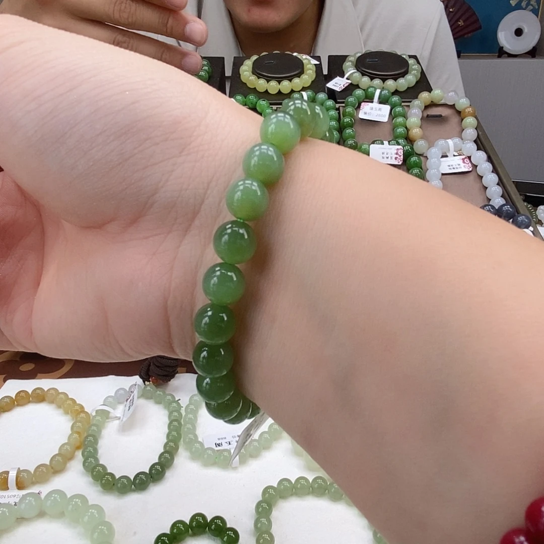 未镶嵌手串和田玉8mm碧玉