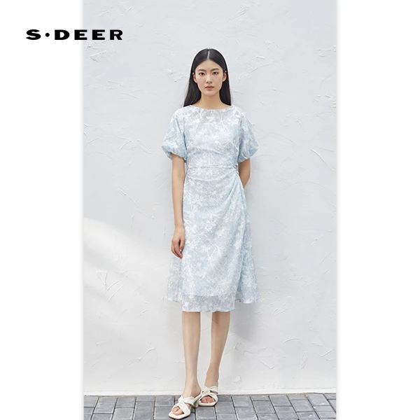 圣迪奥气质显瘦轻奢国风高端复古印花夏季连衣裙S232Z12QS