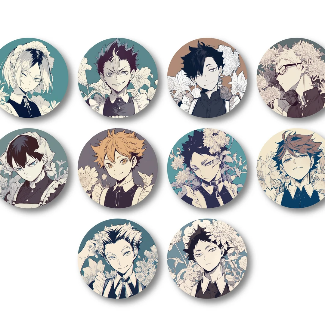 排球少年同人二创花卉系列吧唧