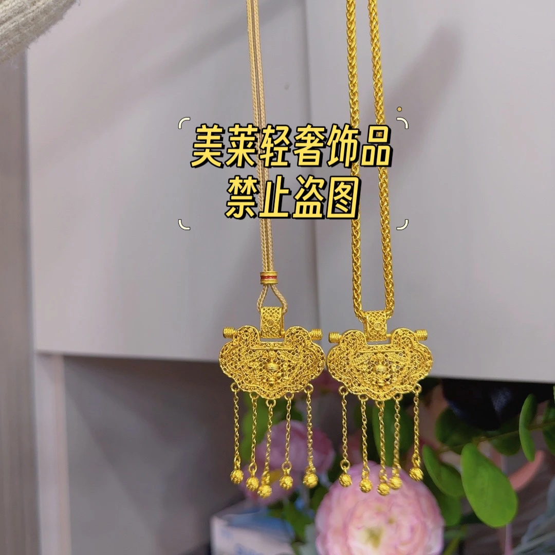 合金项链 百搭精致天子新娘手工精美门生锁复古古风饰品轻奢配饰