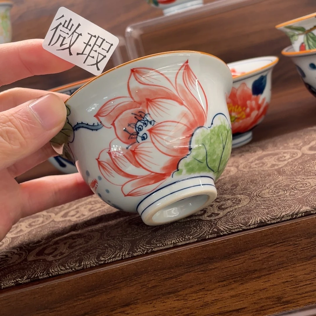 釉下手绘茶具微瑕