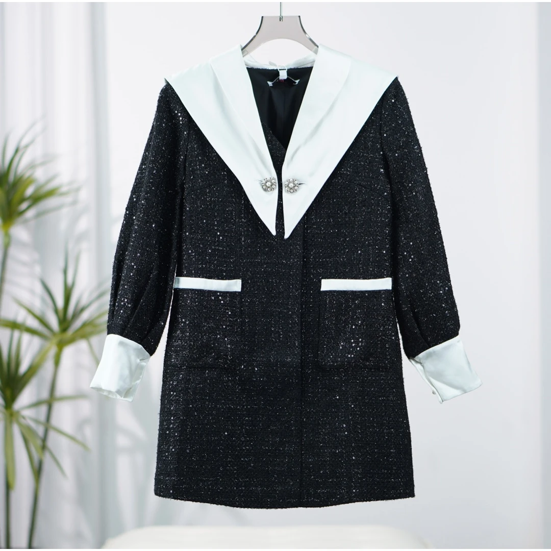 艾系列   HD317  女装简约时尚连衣裙黑色NO160102