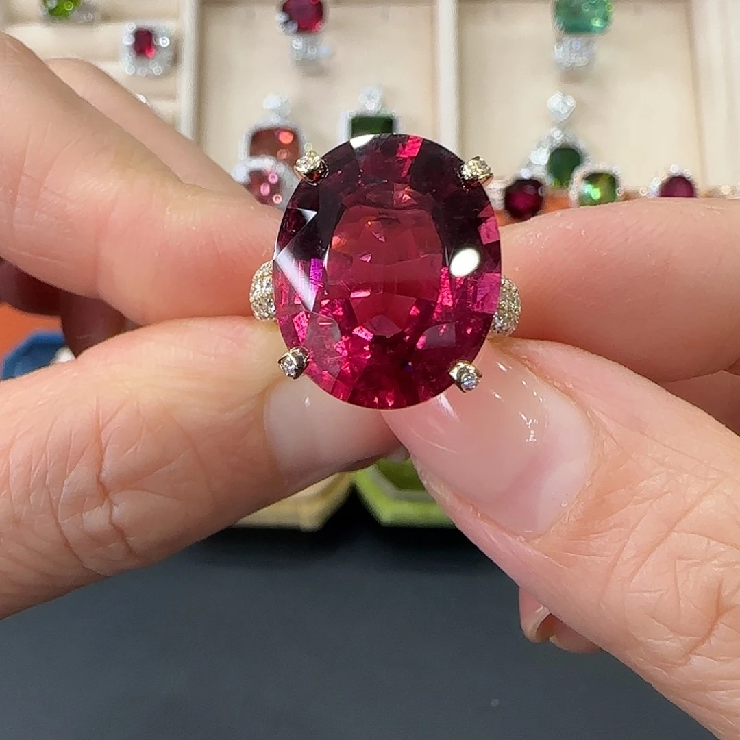 戒指碧玺18K金镶嵌15.7ct