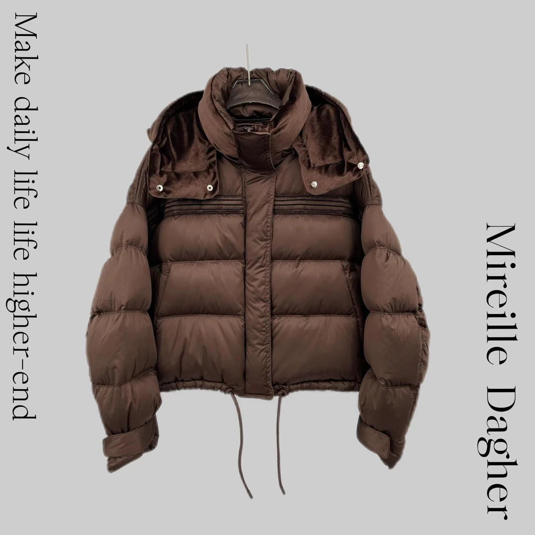 米莱jiaer/冬季加绒加厚连帽高级泡芙短款羽绒服251025